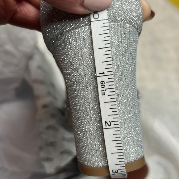 Badgley Mischka Harriet Open Toe Block Heel in Silver - Picture 9 of 14